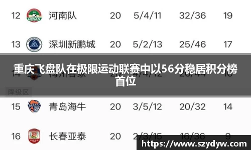 重庆飞盘队在极限运动联赛中以56分稳居积分榜首位